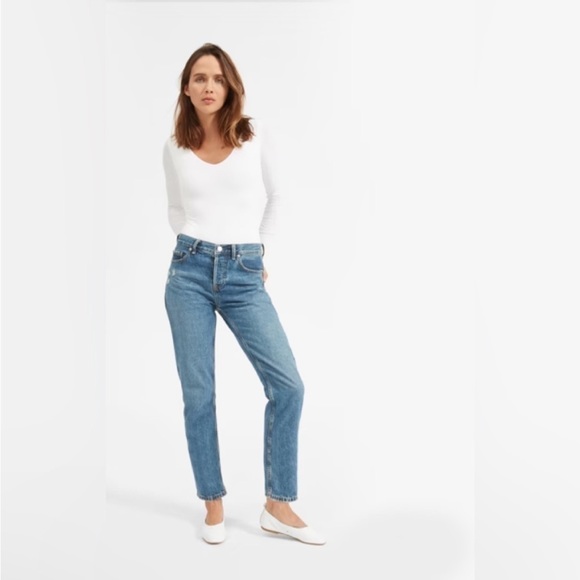 NWT EVERLANE LONG SLEEVE V NECK BRIEF BODYSUIT IN WHITE XS M - Picture 2 of 5